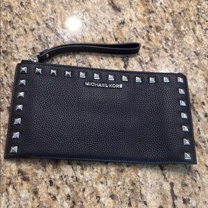 Michael Kors Black Wristlet with Silver Accents